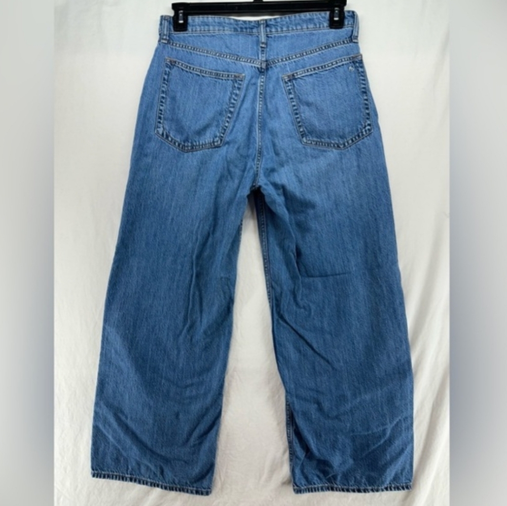 Rag & Bone Lori Mid Rise Crop Wide Leg Jeans in Medium Wash Size 26 - Picture 2 of 6